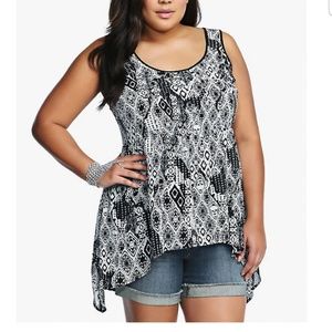 Torrid tribal skull print babydoll tank top size 5